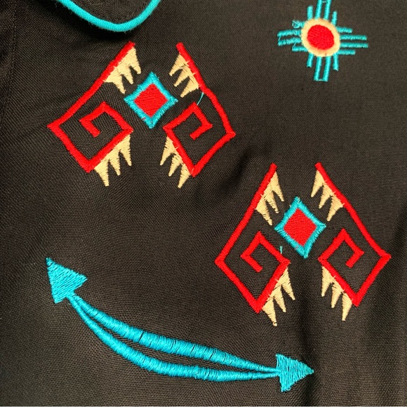 Scully Women Cactus Embroidered Pearl Snap Western Shirt Sz S Black Long Sleeve - Picture 5 of 12